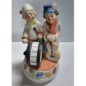 Vintage Musical Clown Figurine Send in the Clowns Drum & Guitar Ceramic